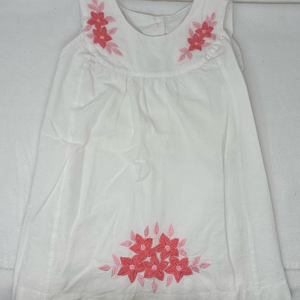 Bordados White and Pink Floral Girls Dress Size 4